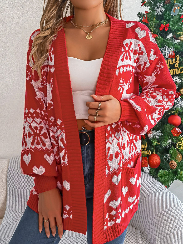 Loose Long Sleeve Christmas Fashion Mid-Long Cardigan