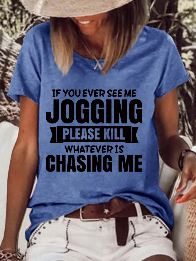 Casual Short Sleeve Crew Neck Letter Regular T-Shirt
