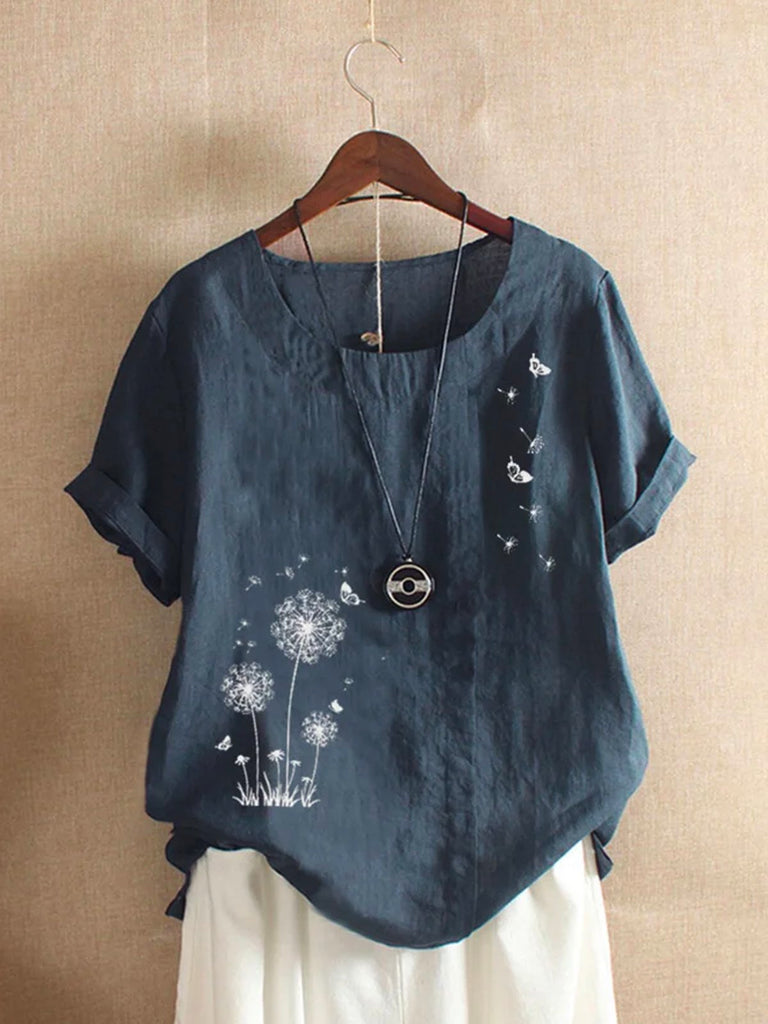 Loose Short Sleeve Crew Neck Printed Fashion Regular T-Shirt