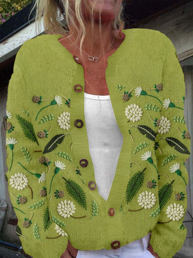 Loose Long Sleeve Floral Printing Fashion Regular Cardigan