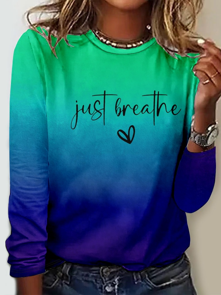 Fashion Crew Neck Long Sleeve Floral Regular T-Shirt