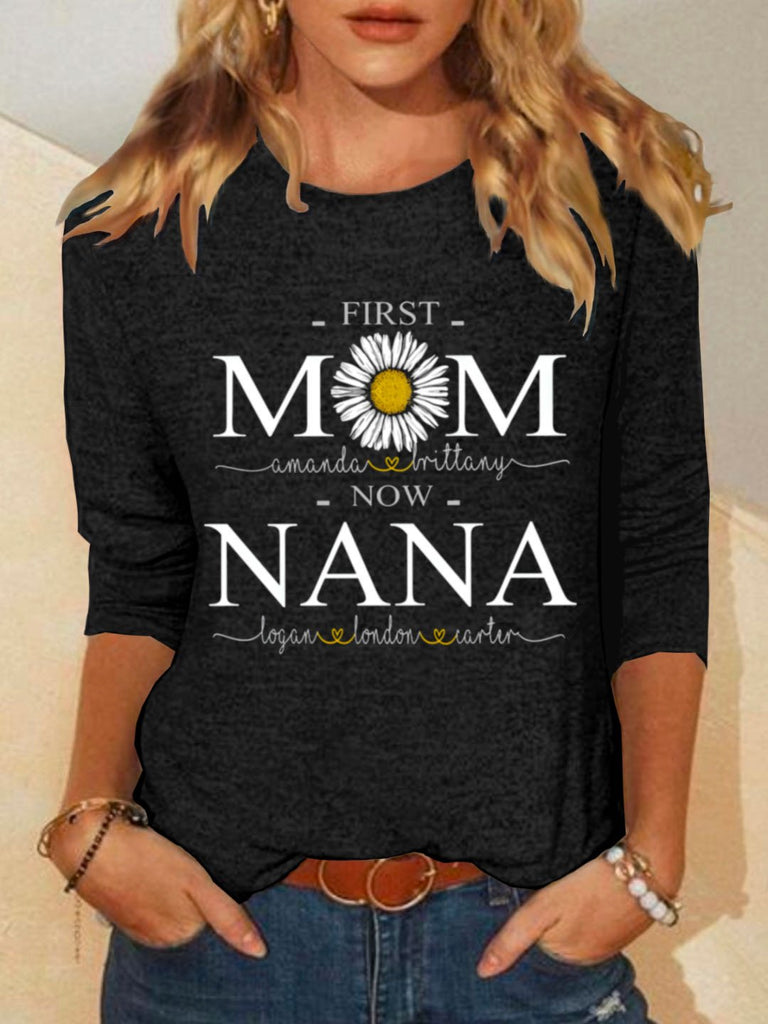 Fashion Crew Neck Long Sleeve Letter Pattern Regular T-Shirt