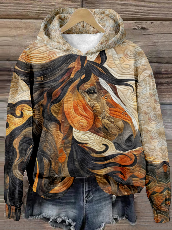 Casual Long Sleeve Hoodie Horse Fashion Regular Sweatshirt