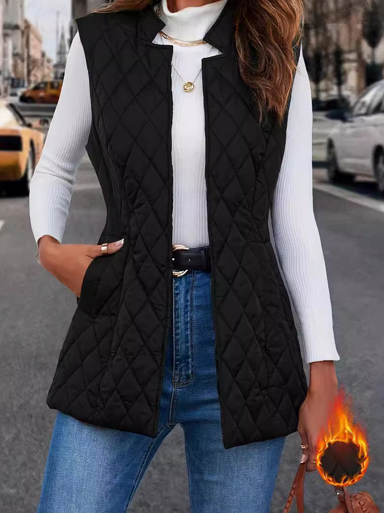 Loose Lapel Collar Sleeveless Plain Fashion Regular Vest