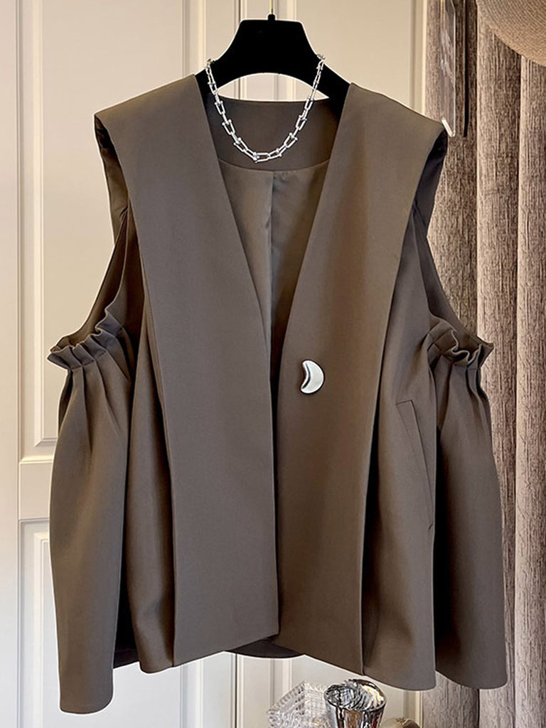 Fashion Sleeveless Plain Loose Regular Coat