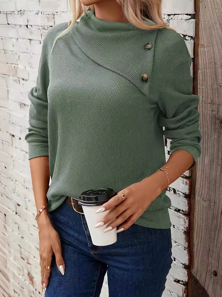 Fashion Long Sleeve Shawl Collar Striped Loose Regular Blouse