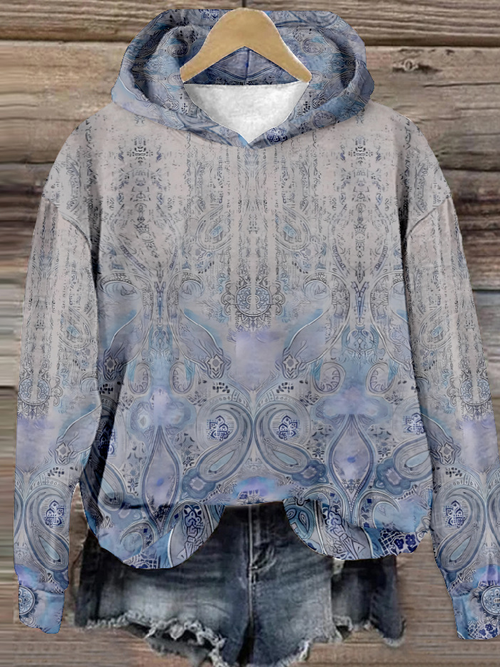 Casual Long Sleeve Hoodie Ethnic Fashion Regular Sweatshirt