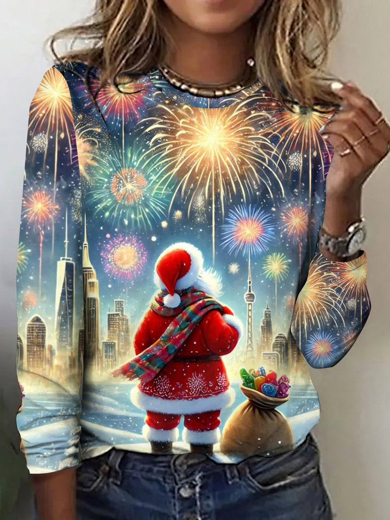 Vintage Crew Neck Long Sleeve Plaid Regular T-Shirt