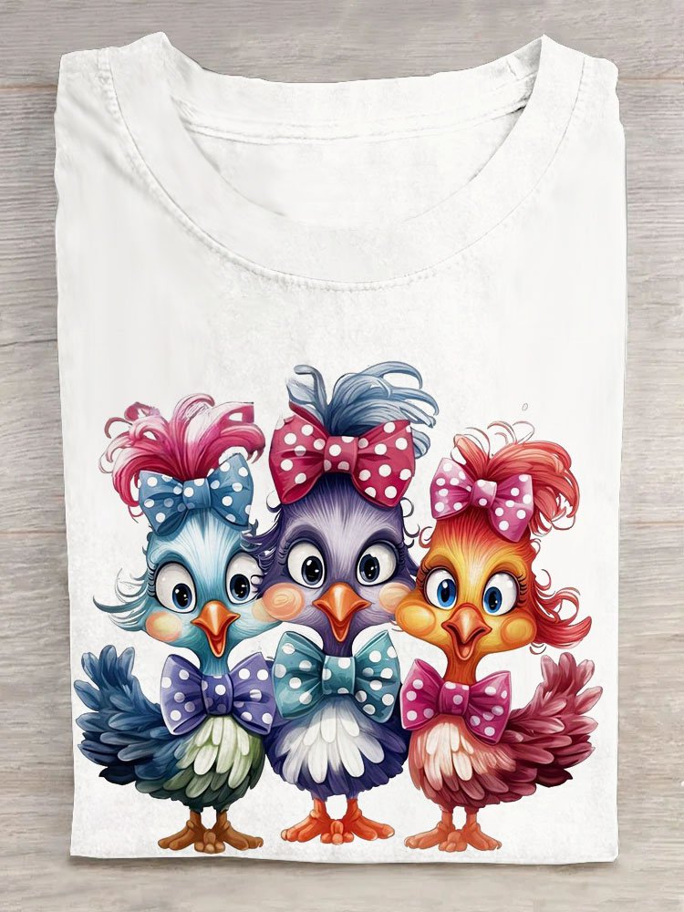 Fashion Short Sleeve Crew Neck Turkey Loose Regular T-Shirt