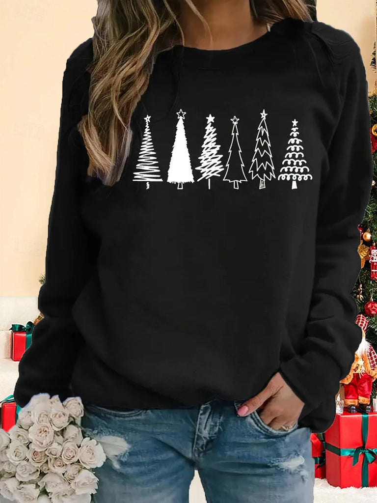Fashion Crew Neck Long Sleeve Christmas Casual Regular Sweatshirt