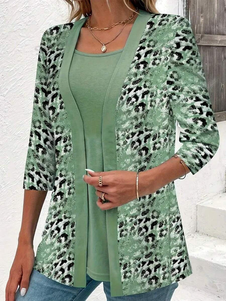 Fashion Crew Neck Long Sleeve Floral Loose Regular Blouses