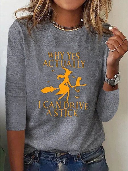 Crew Neck Long Sleeve Halloween Casual Regular T-Shirt