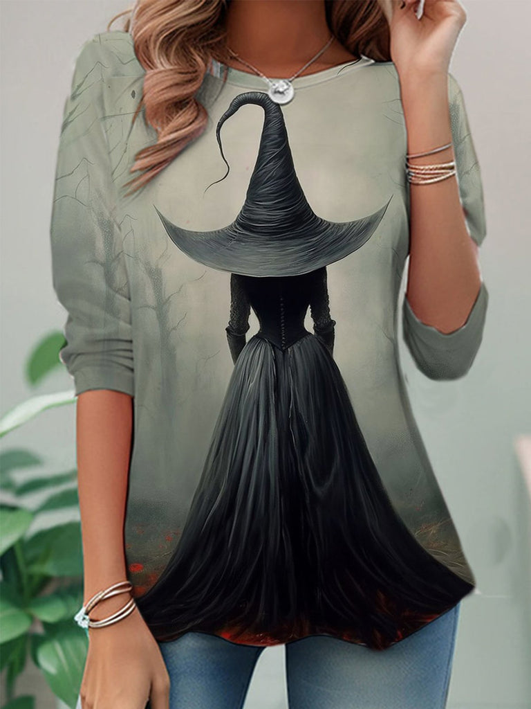 Casual Crew Neck Long Sleeve Halloween Fashion Regular T-Shirt