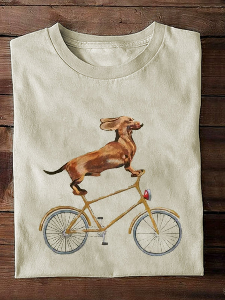 Fashion Crew Neck Long Sleeve Dog Casual Regular T-Shirt