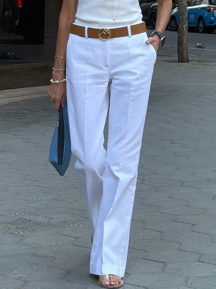 Fashion Plain Long Wide Leg Pants