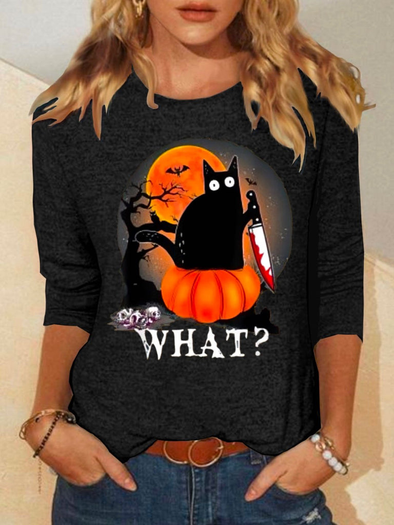 Casual Crew Neck Long Sleeve Letter Pattern Regular T-Shirt