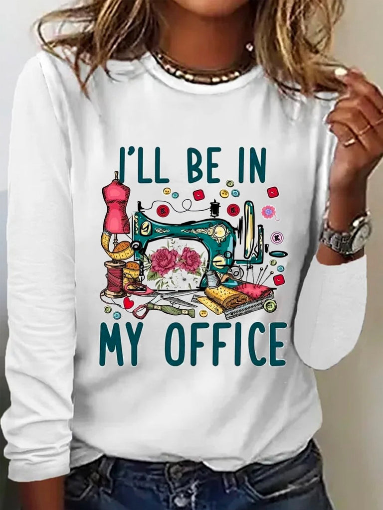 Casual Crew Neck Long Sleeve Letter Pattern Floral Fashion Regular T-Shirt