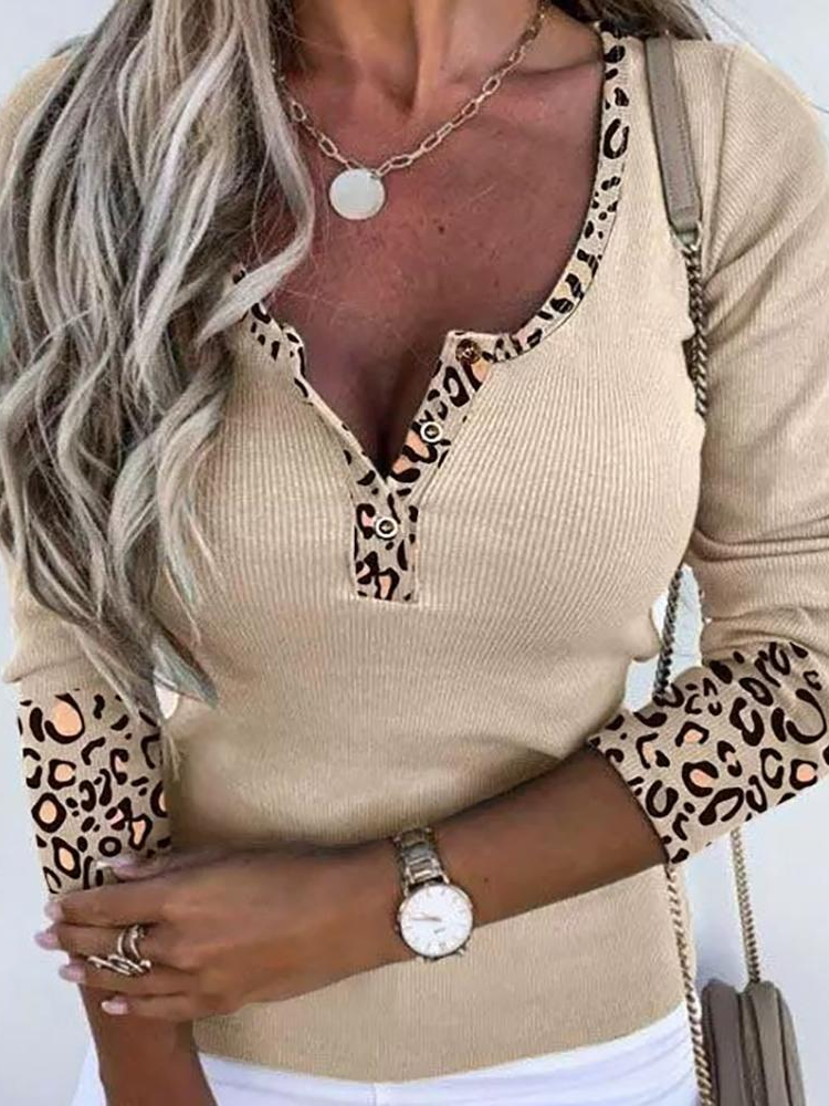 Fashion Crew Neck Long Sleeve Plain Loose Regular Blouses