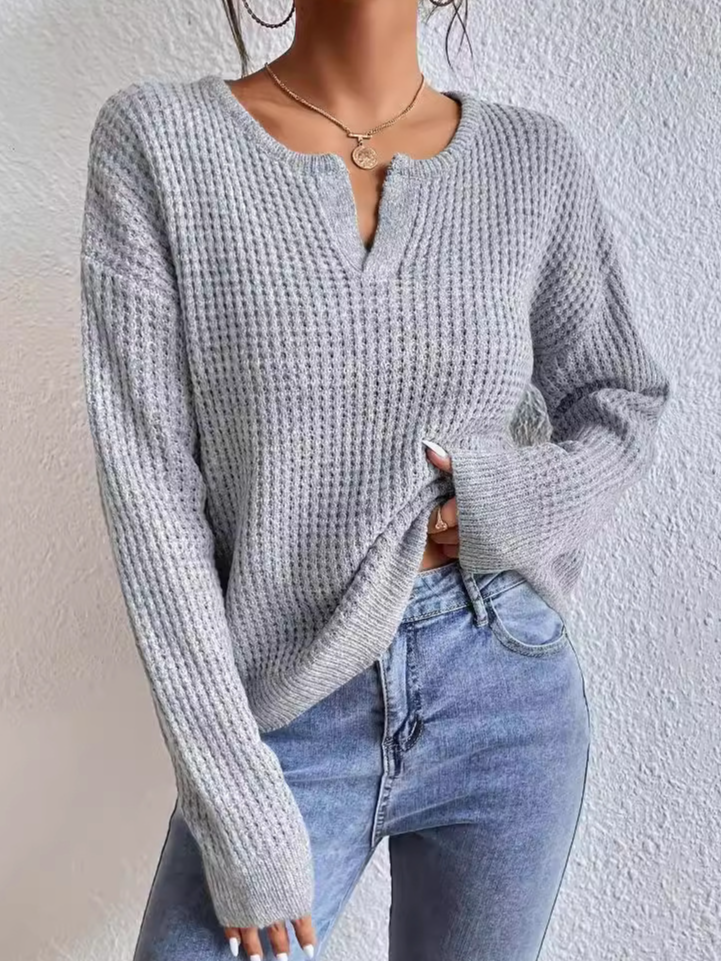 Fashion Crew Neck Long Sleeve Plain Loose Regular Sweater