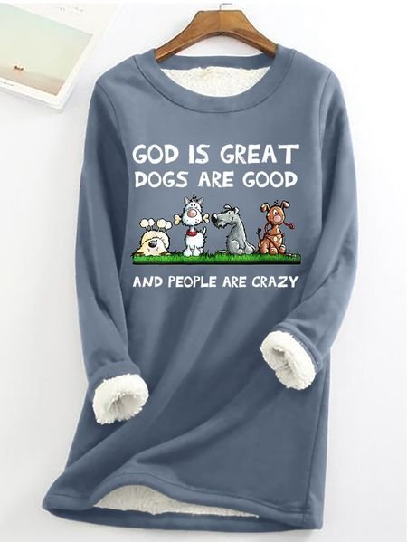 Casual Crew Neck Long Sleeve Text Letters Fashion Mid-Long Sweatshirt