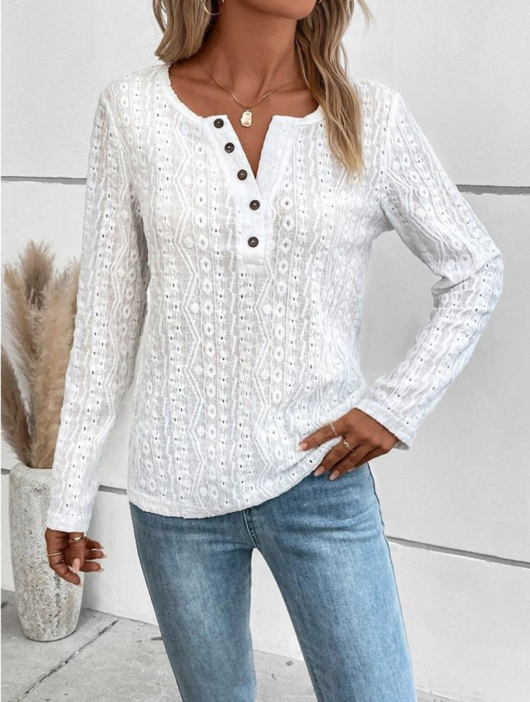 Loose Crew Neck Long Sleeve Plain Zipper Fashion Regular Blouse