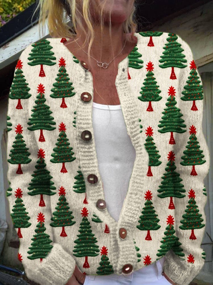 Crew Neck Long Sleeve Floral Printing Fashion Regular Cardigan