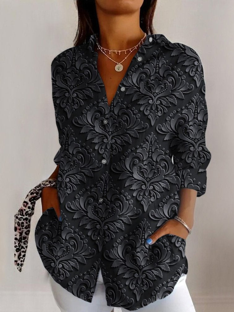 Long Sleeve Shirt Collar Geometric Fashion Regular Shirt