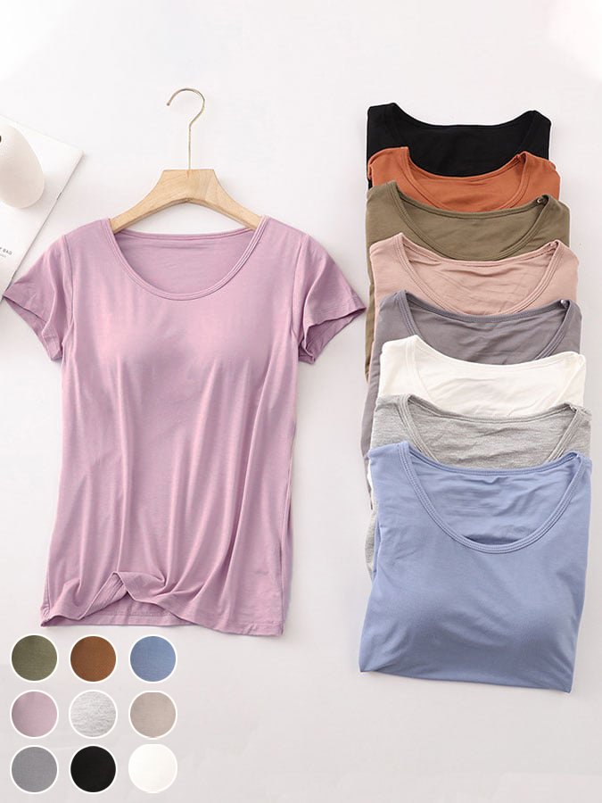 Fashion Short Sleeve Crew Neck Plain Loose Regular T-Shirt