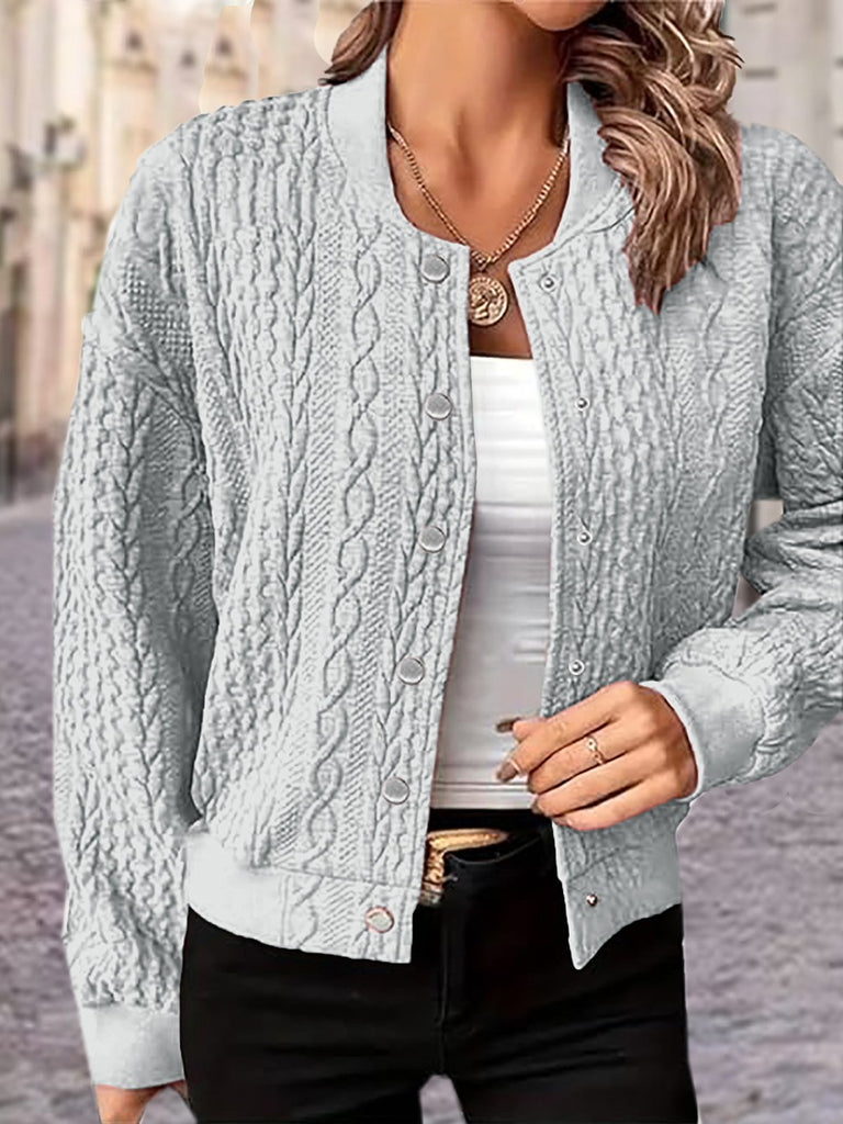 Loose Long Sleeve Plain Zipper Fashion Regular Coat