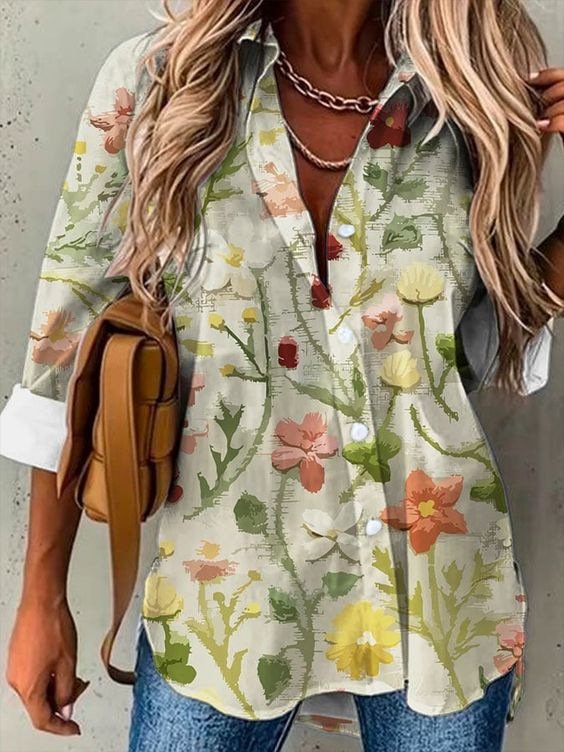 Loose Long Sleeve Shirt Collar Striped Fashion Regular Shirt