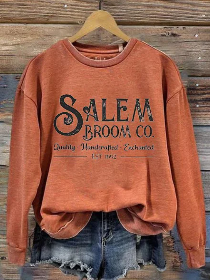 Casual Crew Neck Long Sleeve Text Letters Fashion Mid-Long Sweatshirt