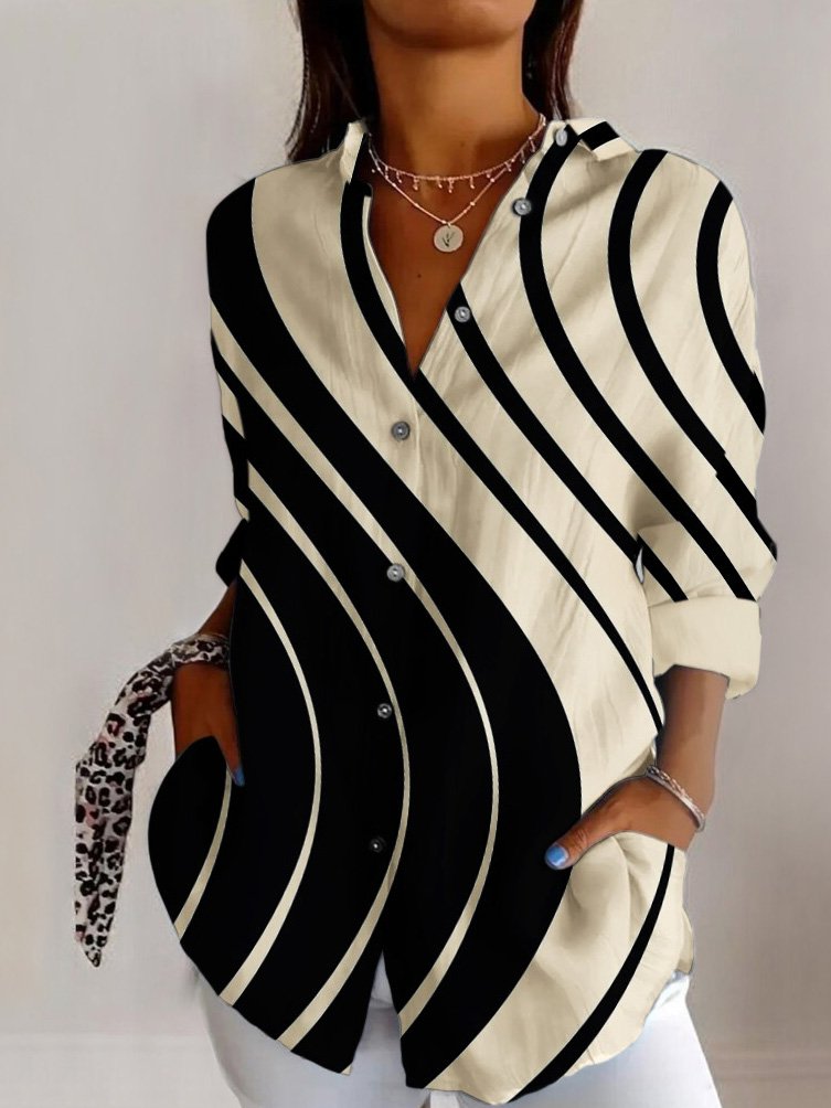 Long Sleeve Shirt Collar Geometric Fashion Regular Shirt