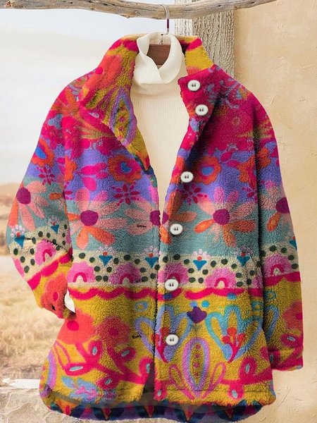 Loose Long Sleeve Ethnic Fashion Regular Jacket