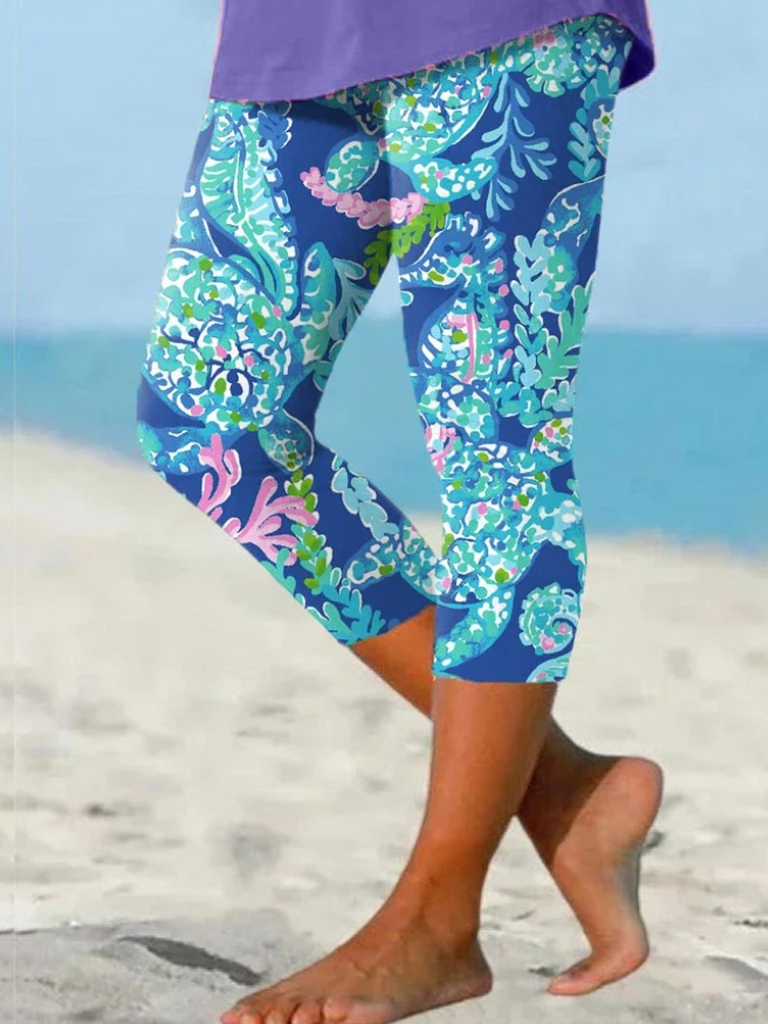 Fashion Plants Tight Capris Leggings