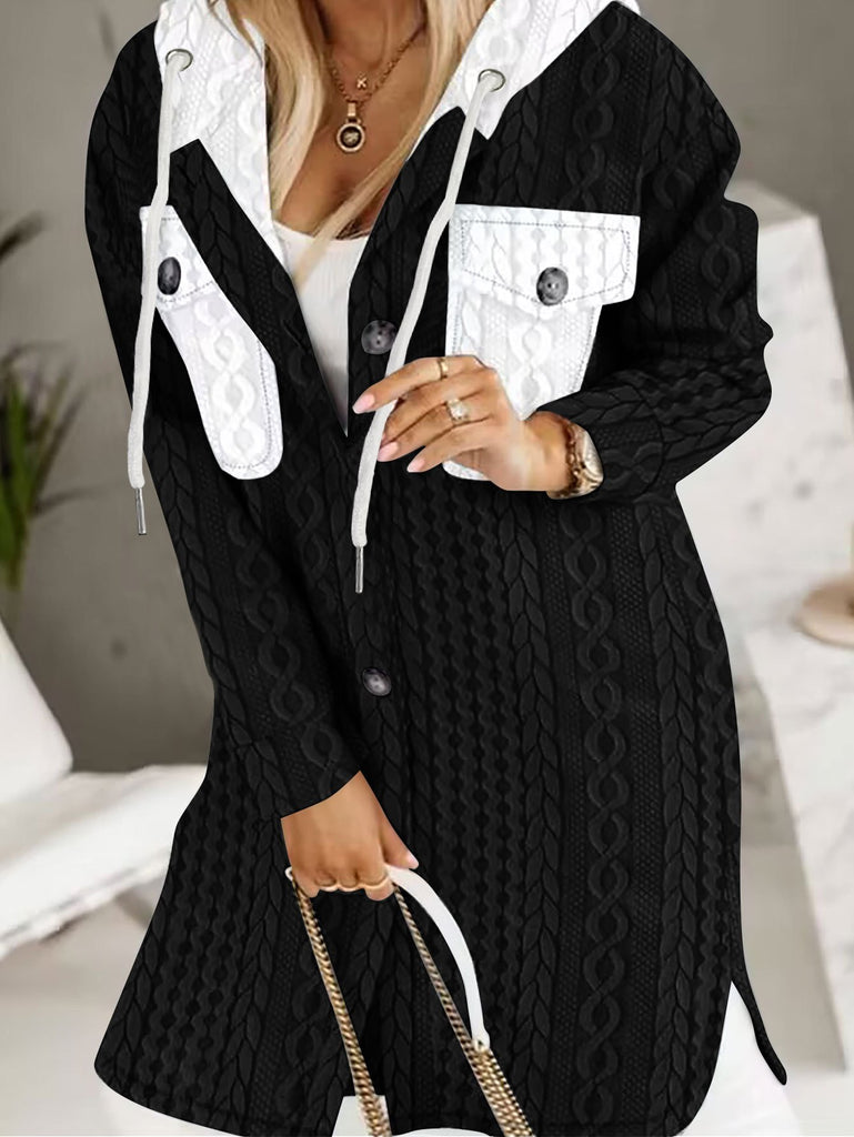 Loose Hoodie Long Sleeve Color Block Fashion Regular Jacket