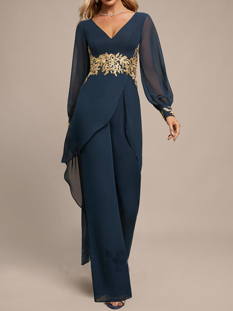 Elegant V Neck Long Sleeve Plain Loose Long T-Shirt