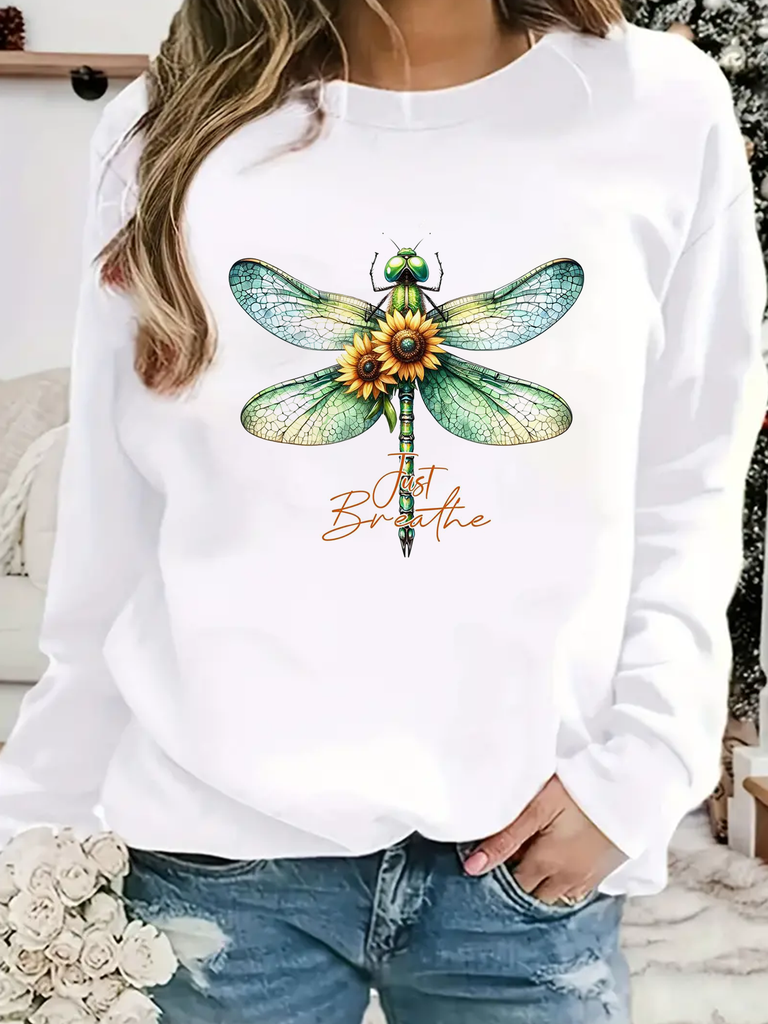 Casual Crew Neck Long Sleeve Text Letters Fashion Regular Sweatshirt