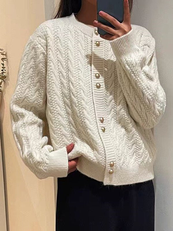 Loose Long Sleeve Plain Fashion Regular Cardigan