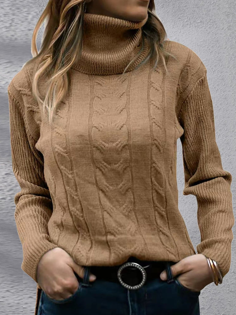 Loose Long Sleeve Turtleneck Plain Fashion Regular Sweater