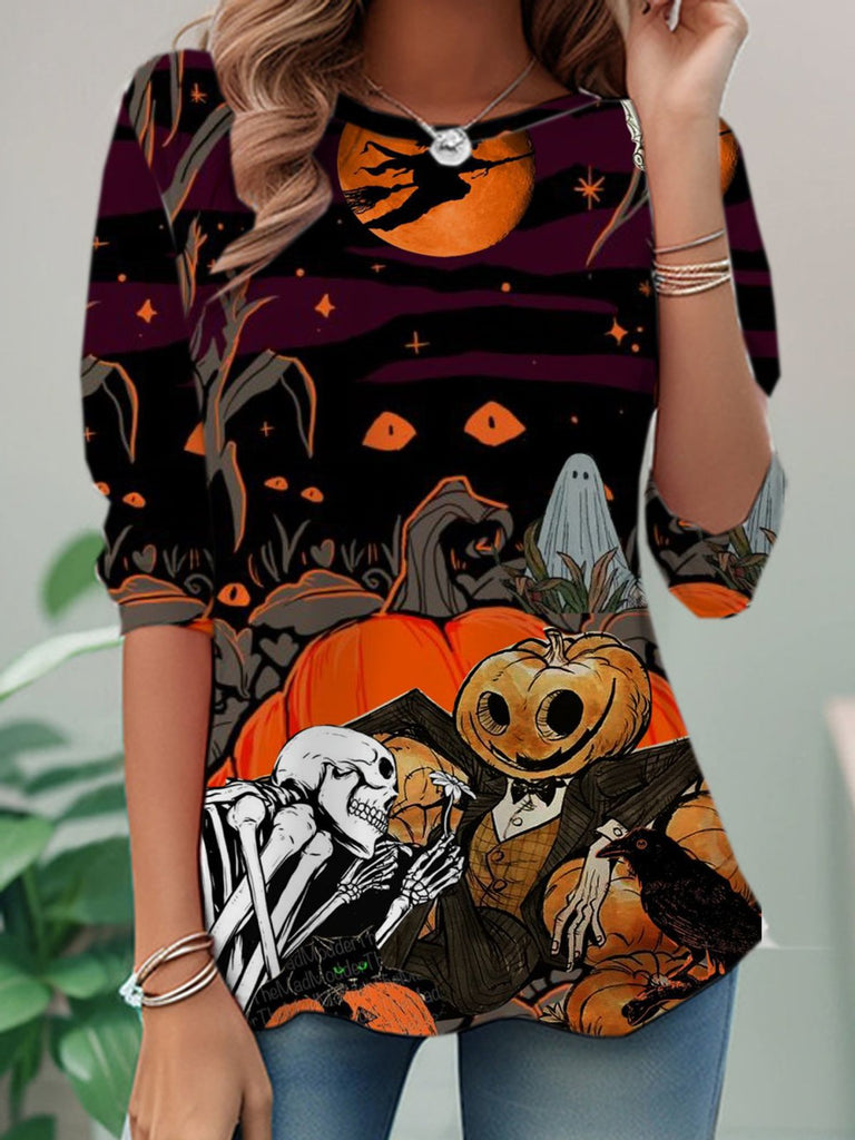 Casual Crew Neck Long Sleeve Floral Fashion Regular T-Shirt