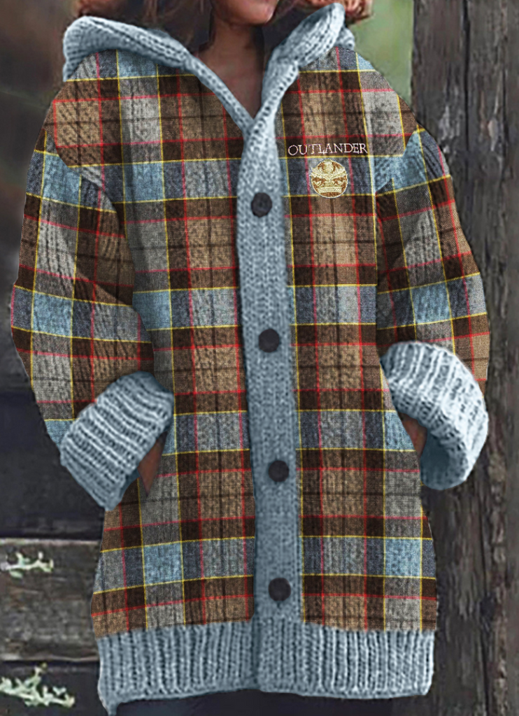Hoodie Long Sleeve Plaid Fashion Mid-Long Cardigan