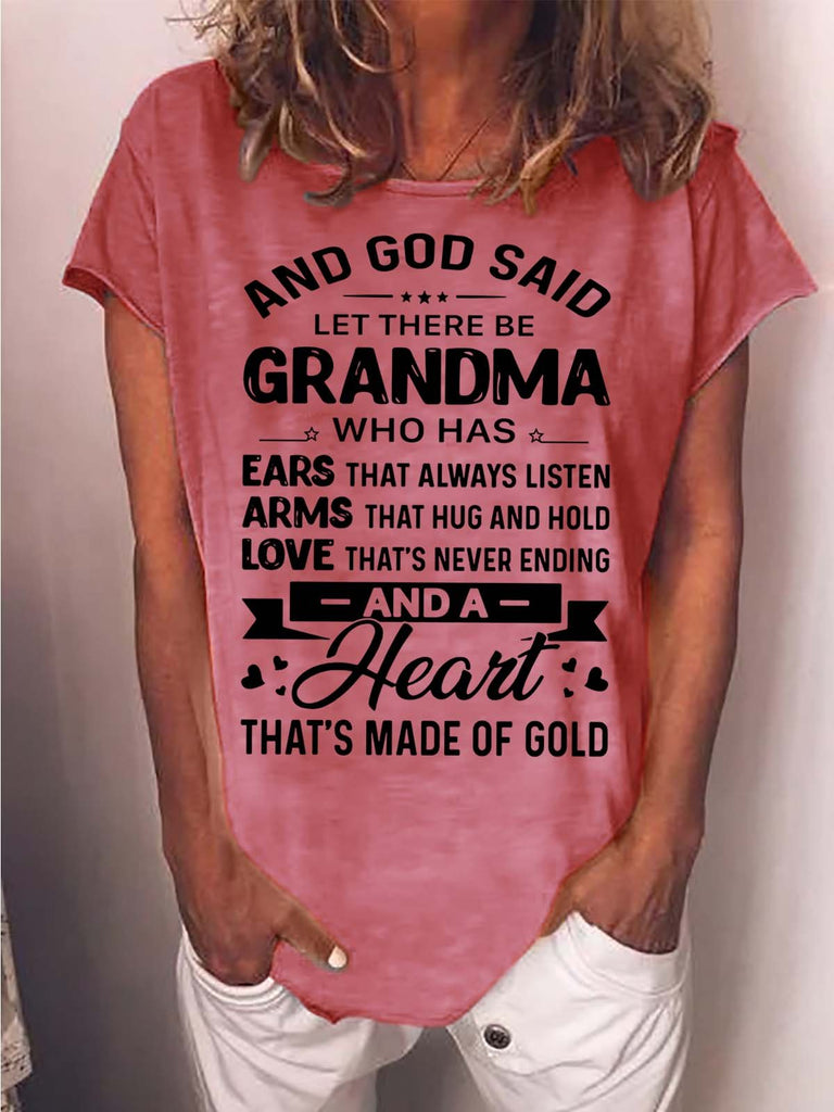 Loose Short Sleeve Crew Neck Text Letters Fashion Regular T-Shirt