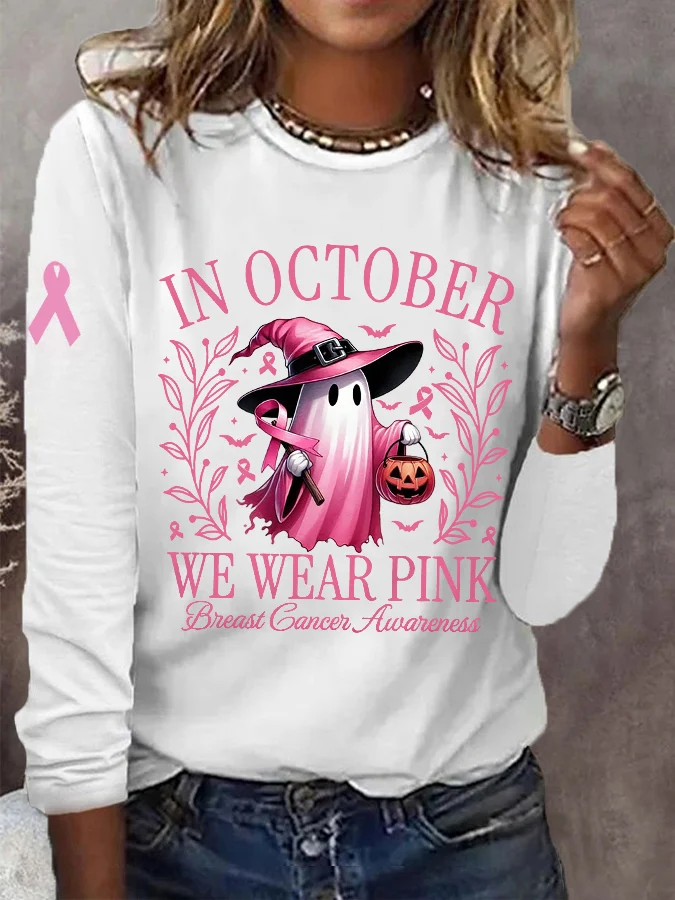 Fashion Crew Neck Long Sleeve Halloween Loose Regular Blouses