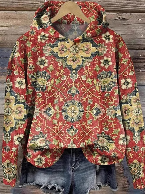 Casual Long Sleeve Hoodie Ethnic Fashion Regular Sweatshirt