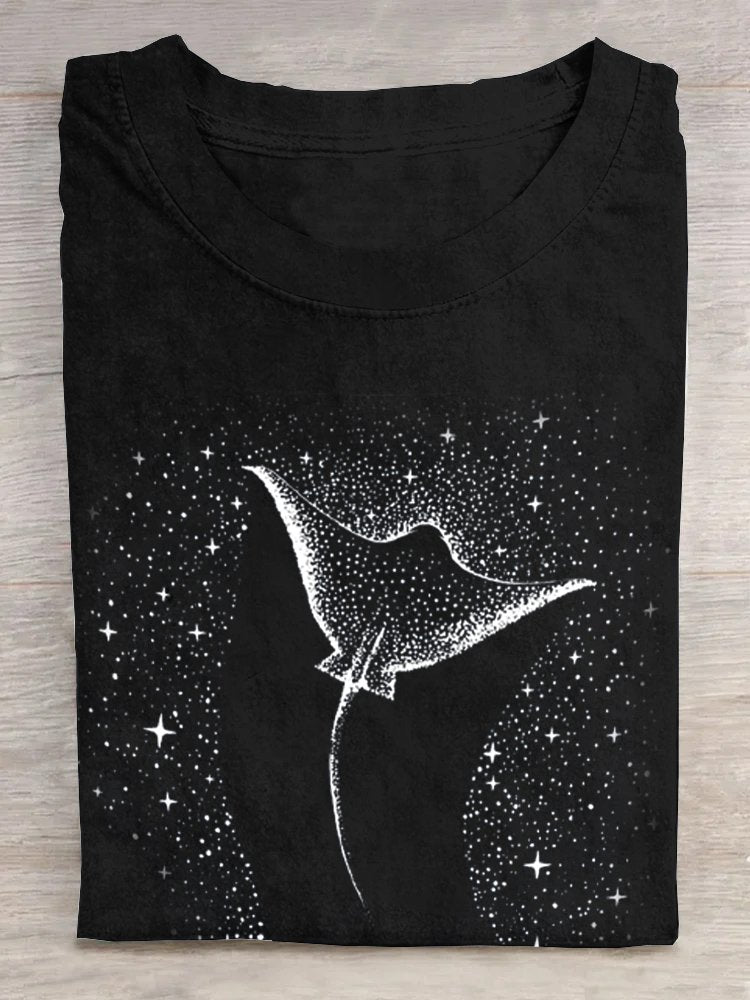 Fashion Short Sleeve Crew Neck Marine Life Casual Regular T-Shirt