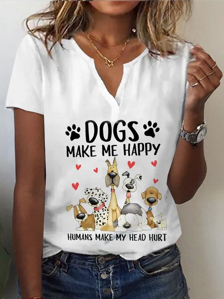Loose Short Sleeve Animal Fashion Regular Blouses