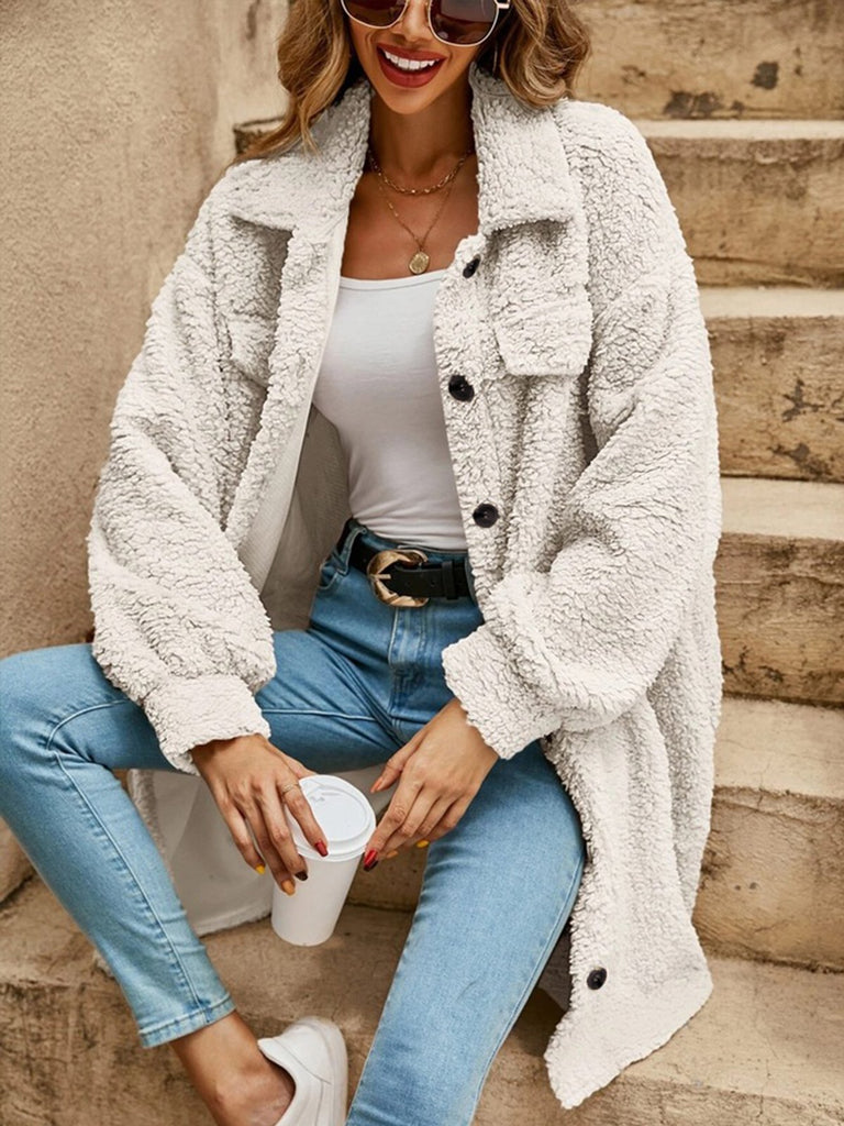 Loose Long Sleeve Plain Zipper Fashion Regular Coat