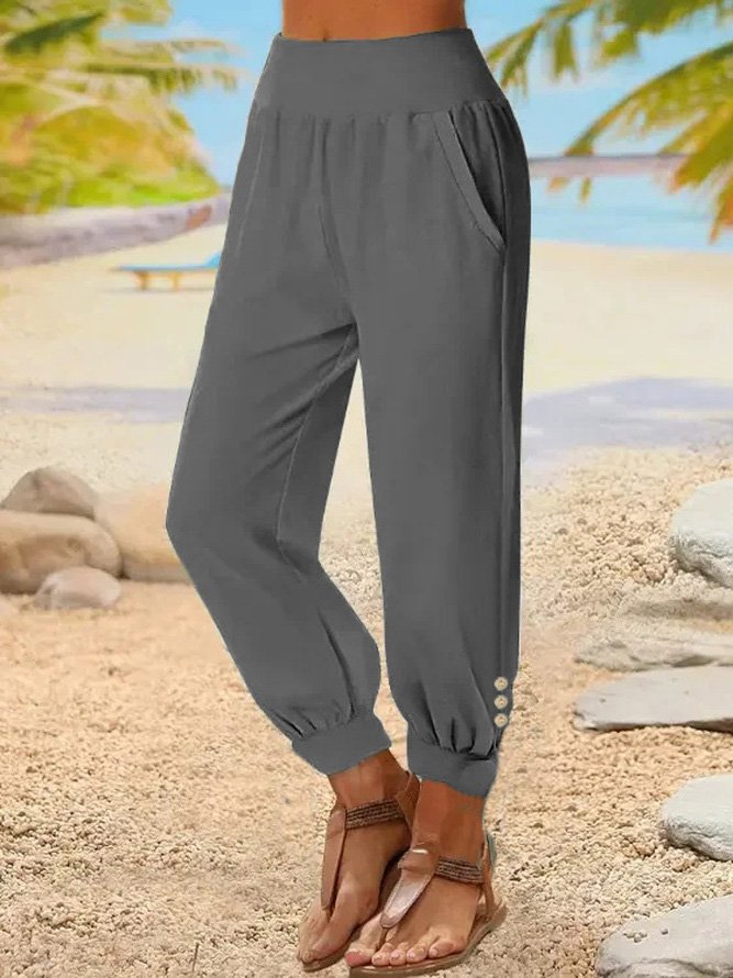 Fashion Plain Loose Ankle Pants