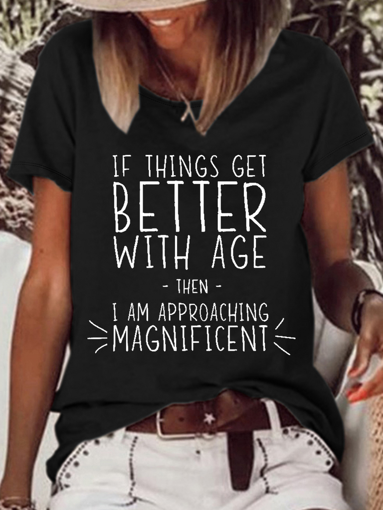 Loose Short Sleeve Crew Neck Text Letters Fashion Regular T-Shirt