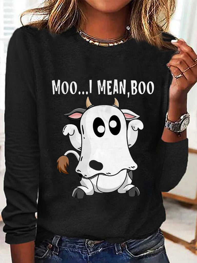 Fashion Crew Neck Long Sleeve Letter Pattern Casual Regular T-Shirt